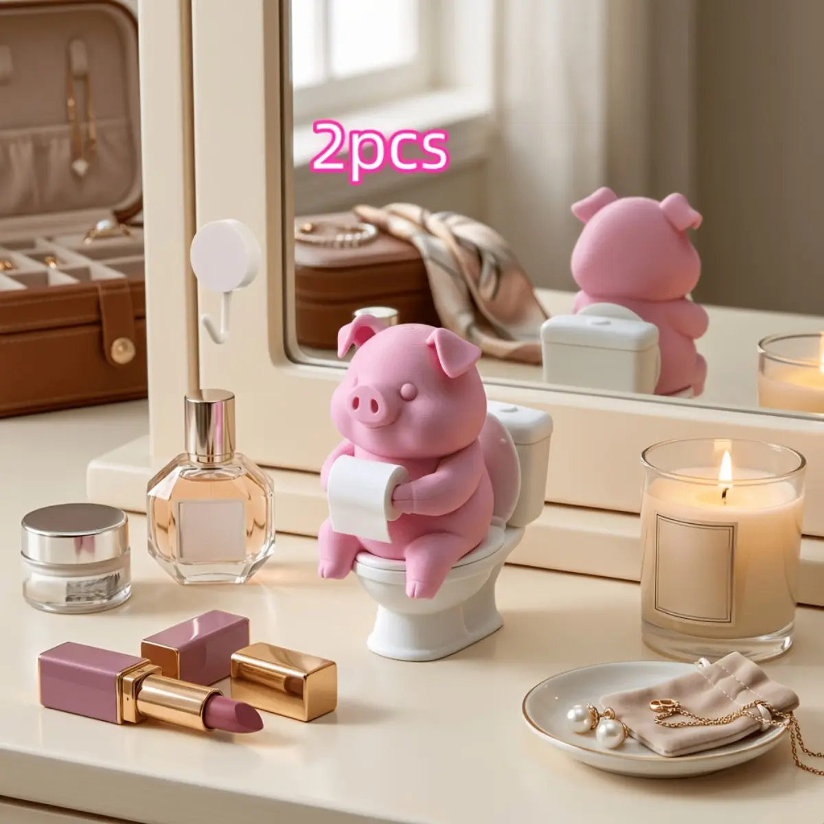 Home Goods Bathroom Vanity - 2 Pack Pink Pig Sitting on