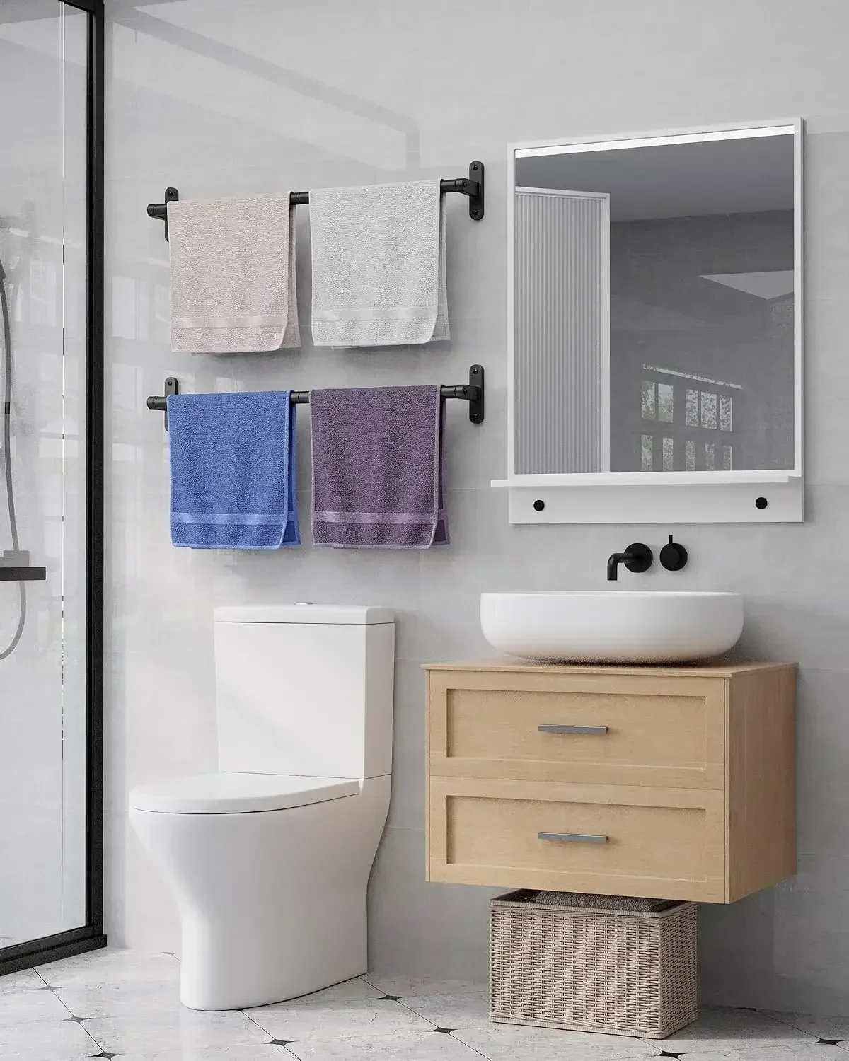 Matte Black Towel Rack for Bat - đánh giá và giá Home Essentials Bathroom Rack