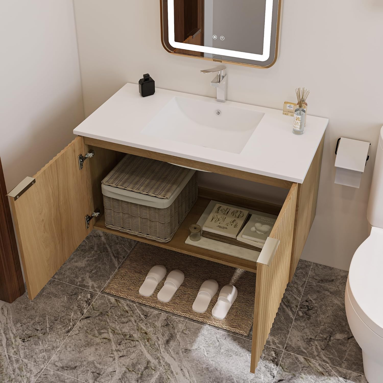 Modern Floating Bathroom Vanit - đánh giá và giá Home Bathroom Organizer