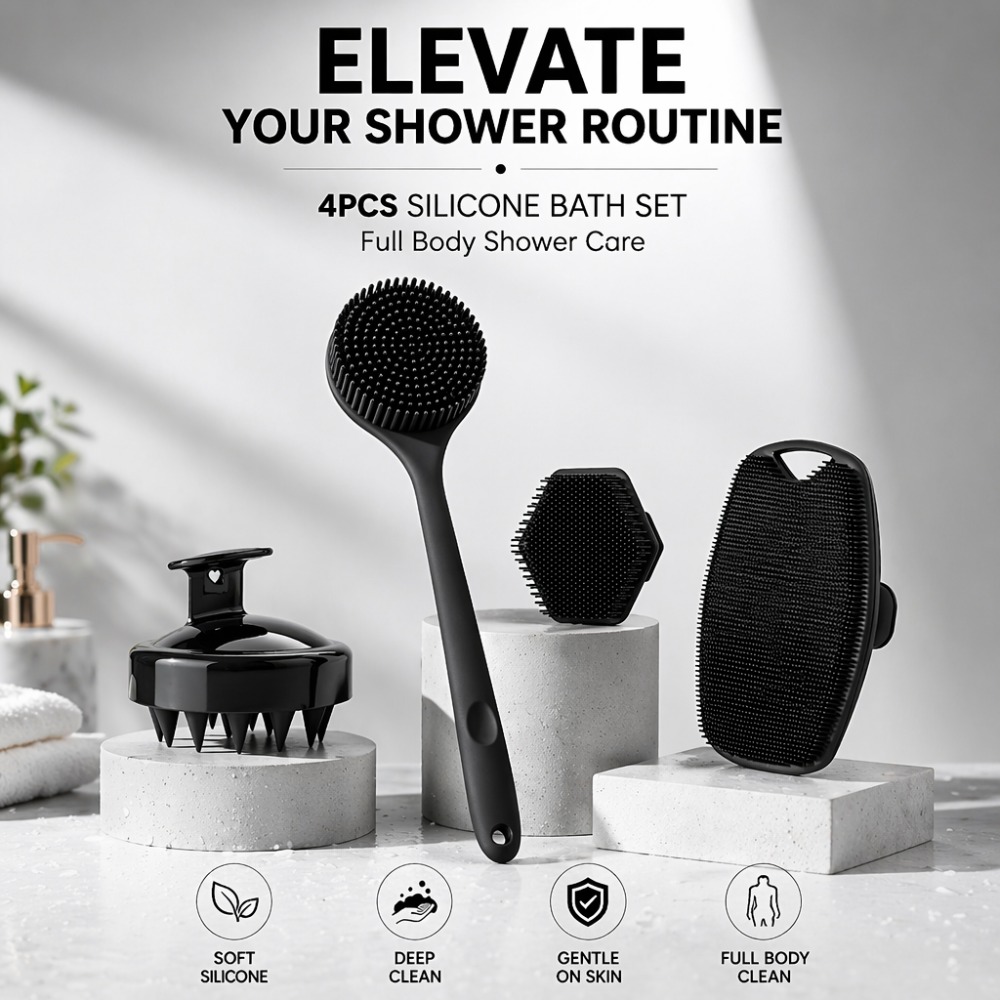 4PCS Set Silicone Body Scrubbe - đánh giá và giá Home Bathroom Cleaning Machine