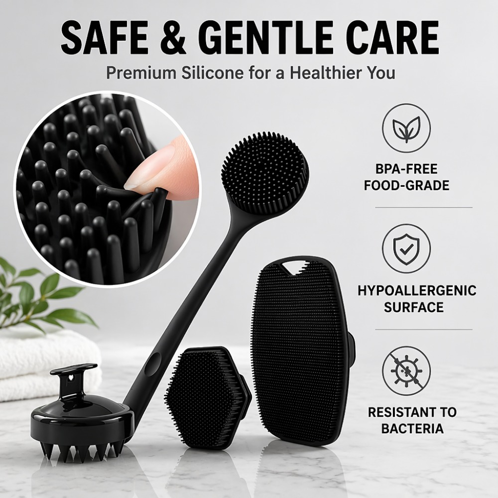 4PCS Set Silicone Body Scrubbe - đánh giá và giá Home Bathroom Cleaning Machine