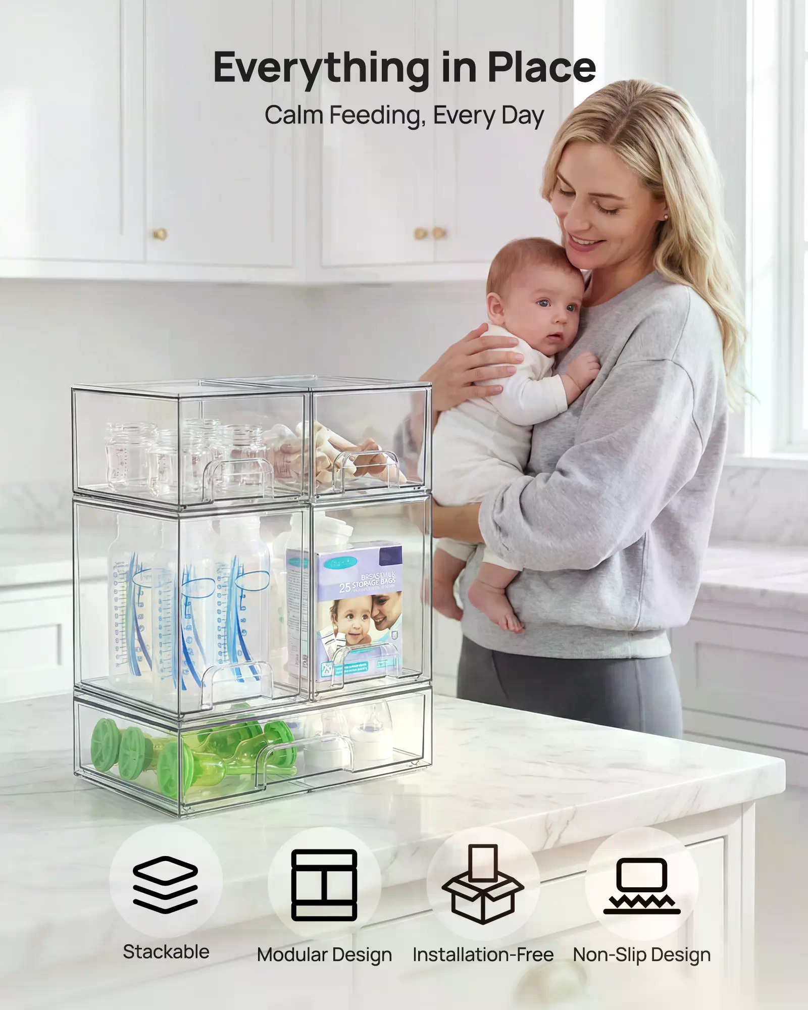 5/8 Pack Stackable Nursery Bot - đánh giá và giá Home Bathroom Organizer